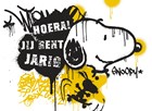 verjaardagskaart tiener Snoopy zwart geel